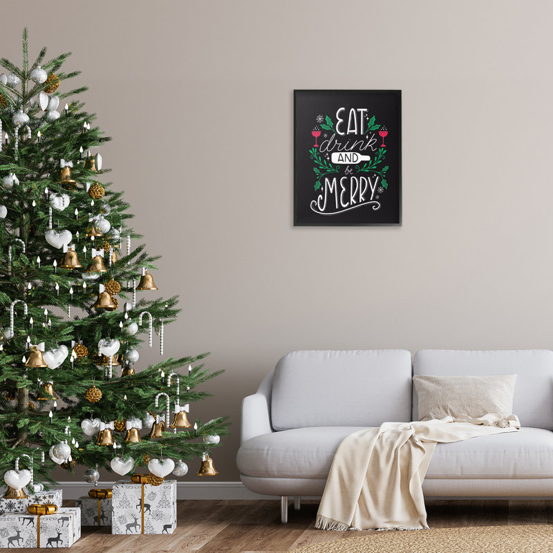 «Eat Drink and Merry Xmas», art de la giclée encadrée par Louise Allen Designs, Estampe numérique encadrée blanc bord de mer