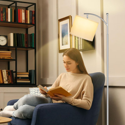 Adjustable Brightness & Colour Temperature Floor Lamp With Remote Control, Rotating Lampshade, Magnetic Remote & Timer Function, Easy Installation
