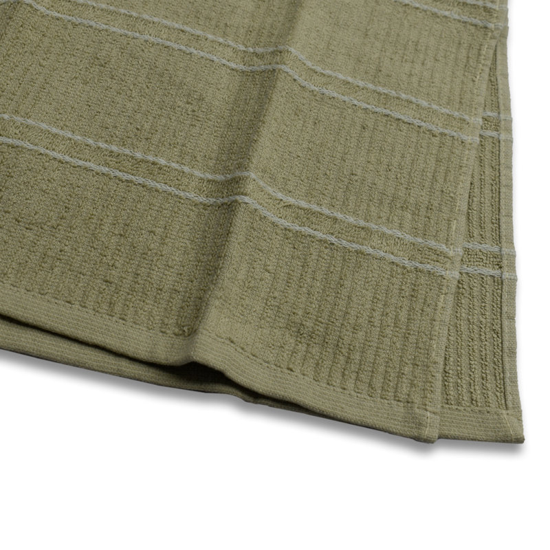 Super Absorbent 3 Pack Cotton Tea Towels Ripple Stripes, Beige