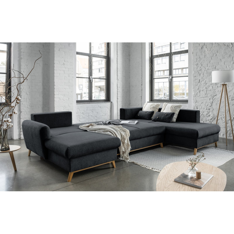 Scandic Lagom 8 Seater Sofa Bed, Dark Grey, Right Hand Facing