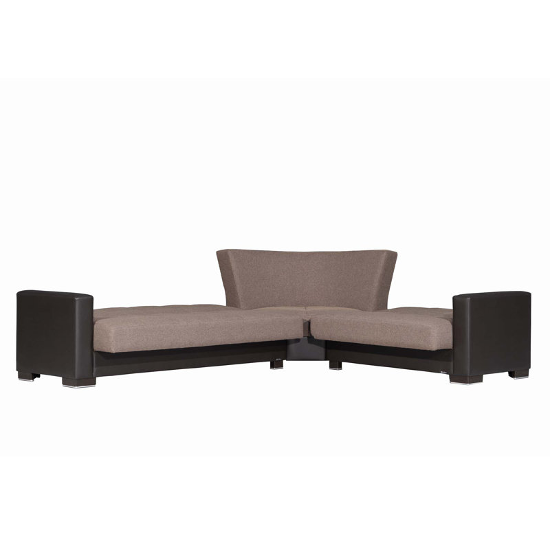 Canapé modulaire rembourré avec rangement PrimeNest NimbusFlow, Similicuir brun / chenille
