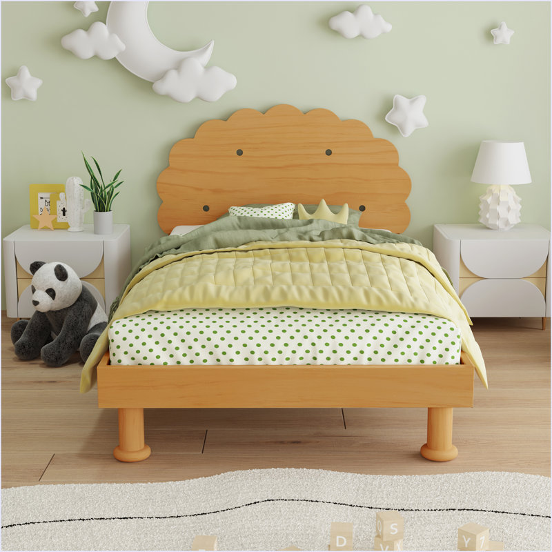 Base de lit en forme de biscuit pour garçon et fille, lit plateforme simple
