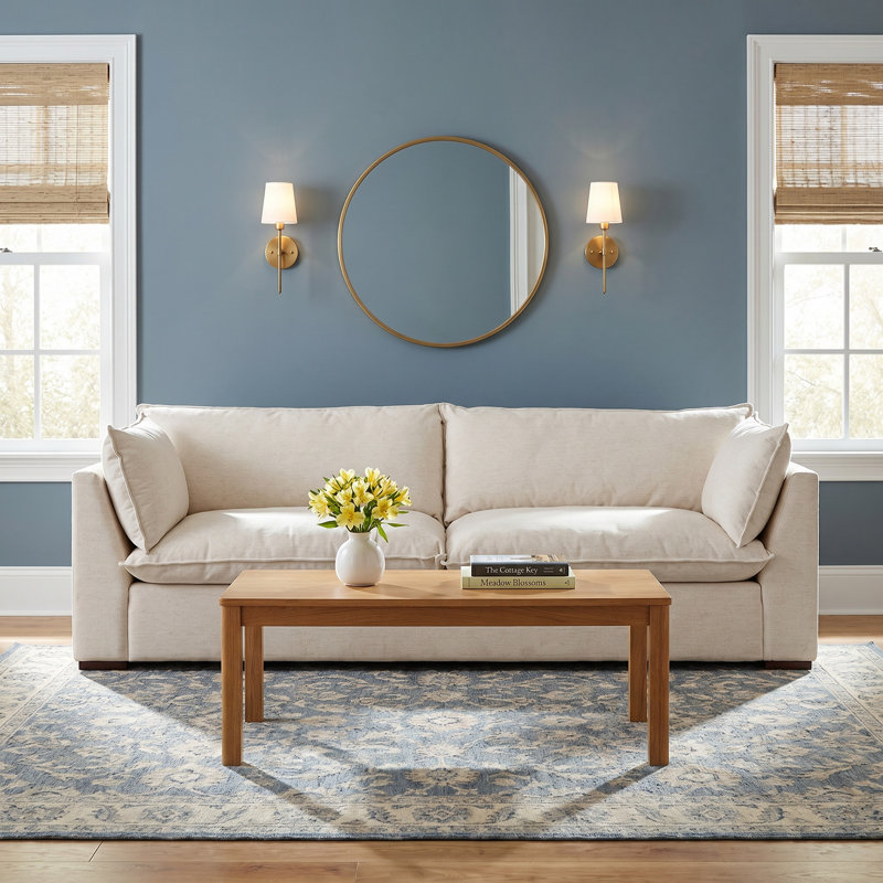 Hestia 108" Upholstered Sofa, Badon Flax Leather