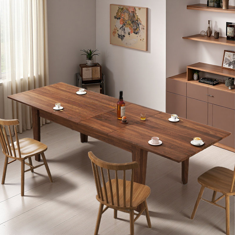 70-106In Large Extendable Kitchen Table, Wooden Rectangular Dining Table Suitable For 6~8 People, Walnut, Walnut, Walnut