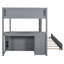 Lit simple superposé avec lit gigogne, bureau de rangement et prises de courant grises, pour la chambre