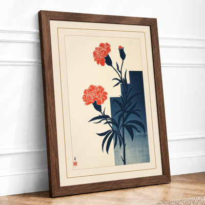 Carnations In Indigo Vase Japandi - Print