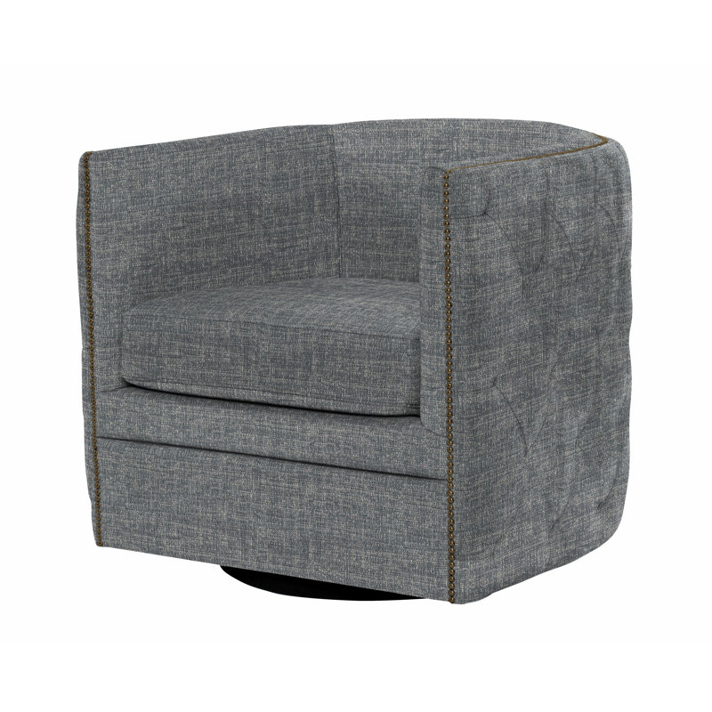 Palazzo 31.5'' Wide Tufted Swivel Barrel Chair, Brass, Dark Grey Chenille 5533-011