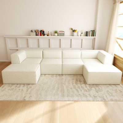Comfy Cloud 135" Wide 6-seat Modular Sofa Couch Upholstered Sectional by Latitude Run