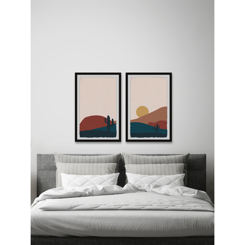Lever de lune à Catalina Diptych, H 45 po x l 30 po x P 1,5 po