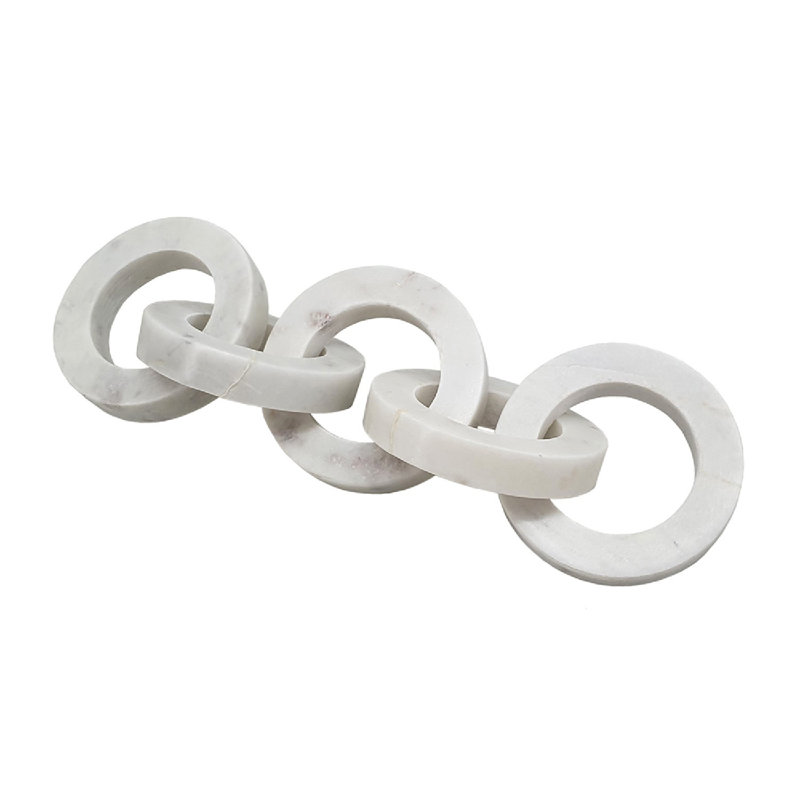 17.5x4" 5 Link White Marble Chain Sculpture