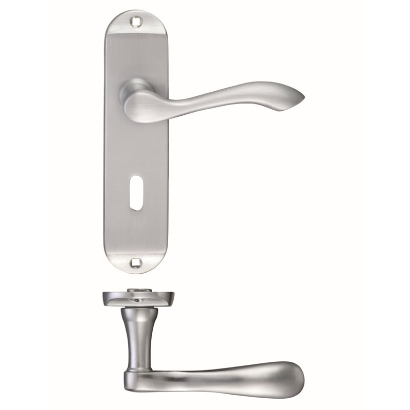 Zubac Lock Door Handle, Satin Chrome
