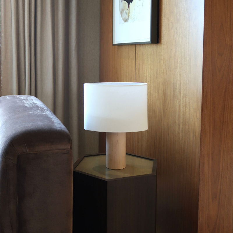 Mia 15.75" Midcentury LED Table Lamp With Maple Wood Base