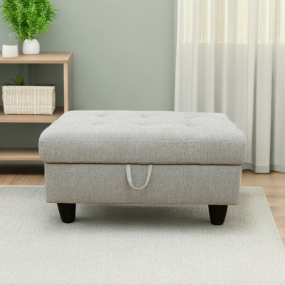 35" Wide Tufted Rectangle Standard Ottoman with Storage by Ebern Designs