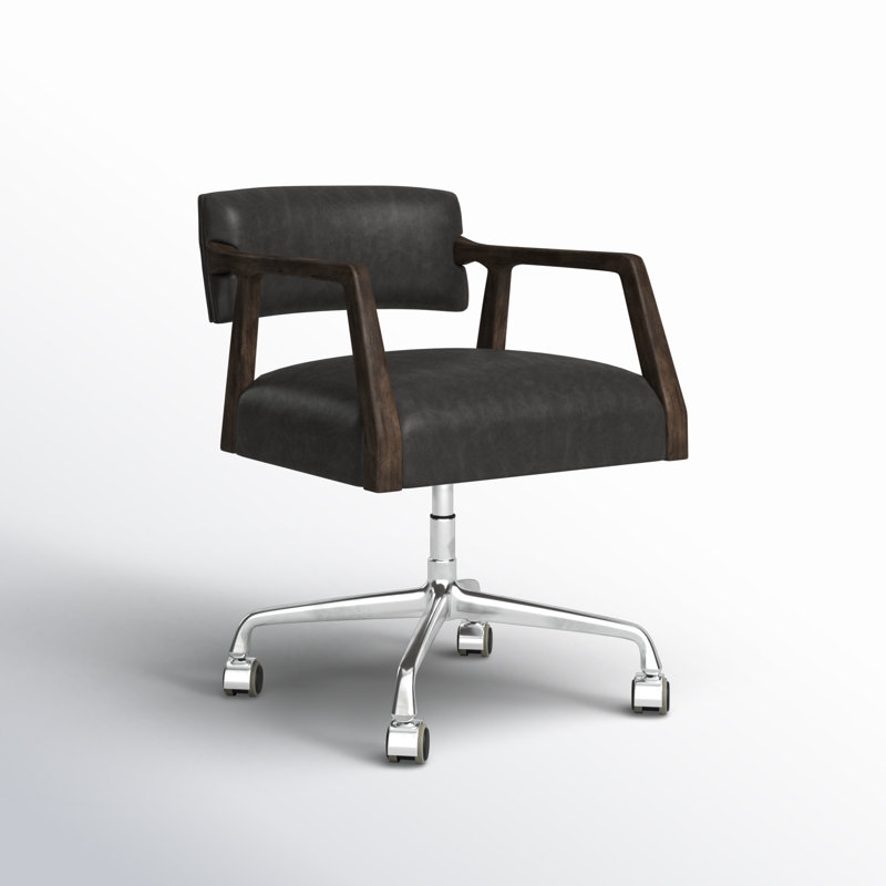 Tyler Leather Swivel Task Chair, Black
