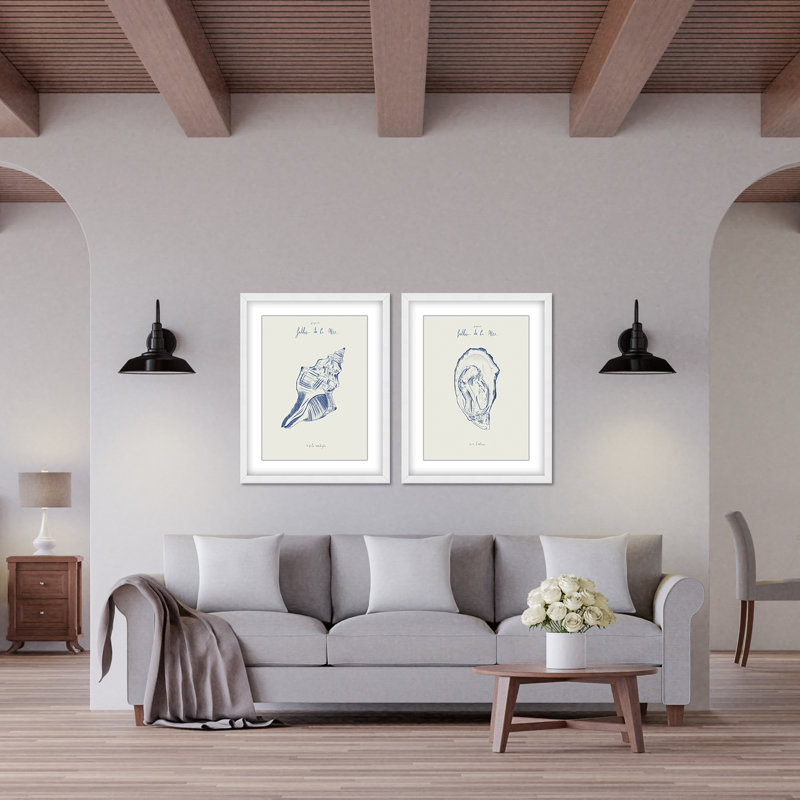 Coastal Retreat Filles De La Mer- La Conchiglia Diptych, 20" H x 32" W