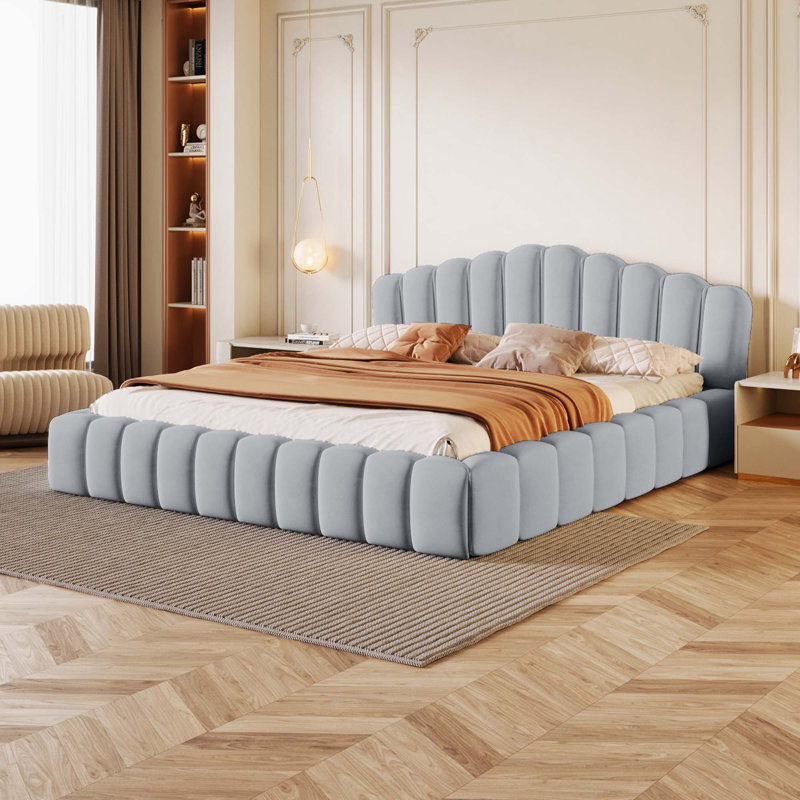 Tête de lit en velours rembourrée, Bleu clair