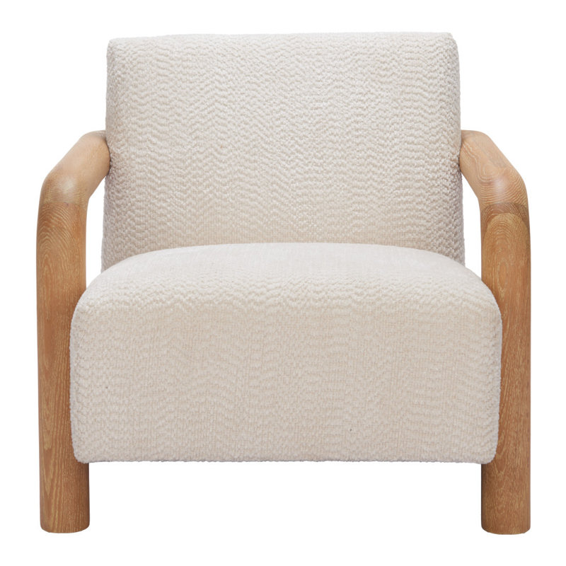  White Upholstered Arm Chair