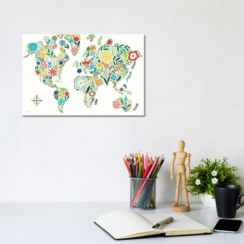 Floral World White by Michael Mullan - Wrapped Canvas Gallery-Wrapped Canvas Giclée, 20.32 cm H x 30.48 cm W