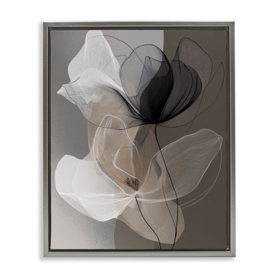 «Brown Gossamer Flowers», art mural encadré doré sur toile flottante, conception par Annabelle Hall