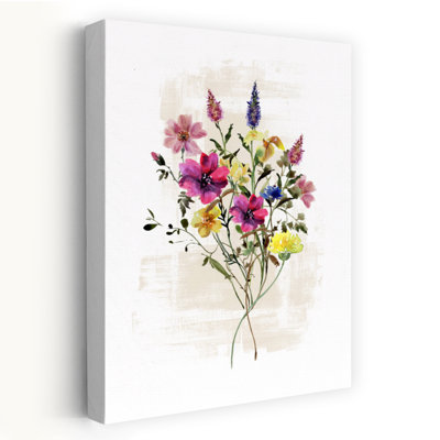 Vibrant Watercolor Wildflowers by Sally Ann Moss - Wrapped Canvas Print