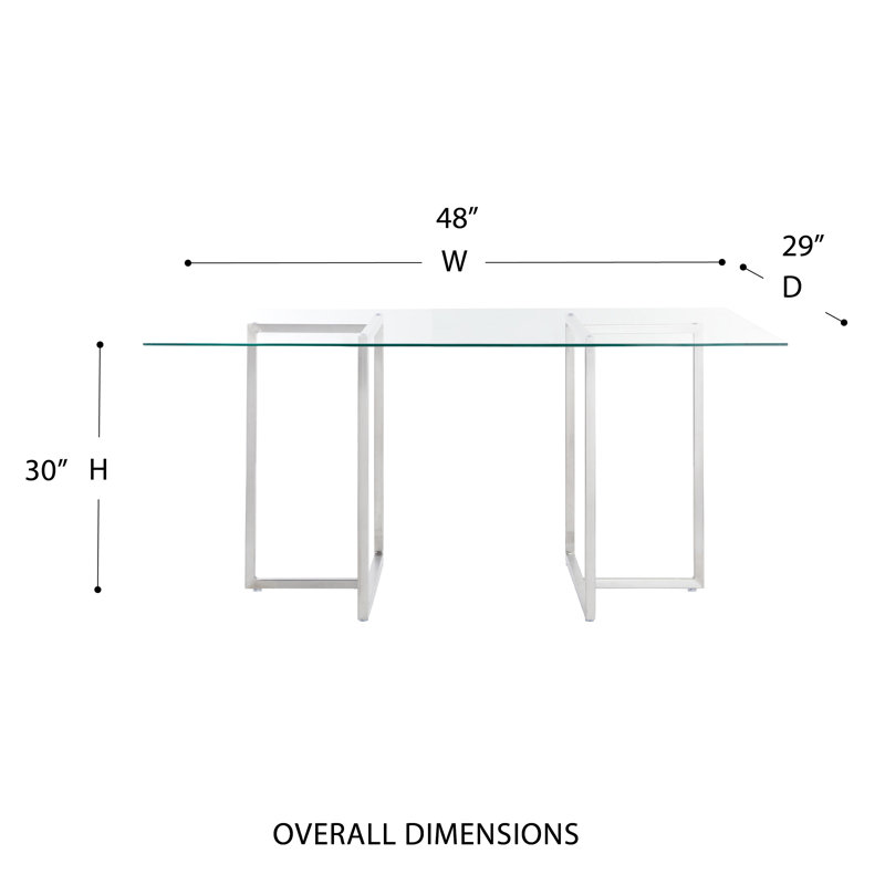 Table de salle à manger Wadley, Acier inoxydable brossé, L 48 po x l 29 po
