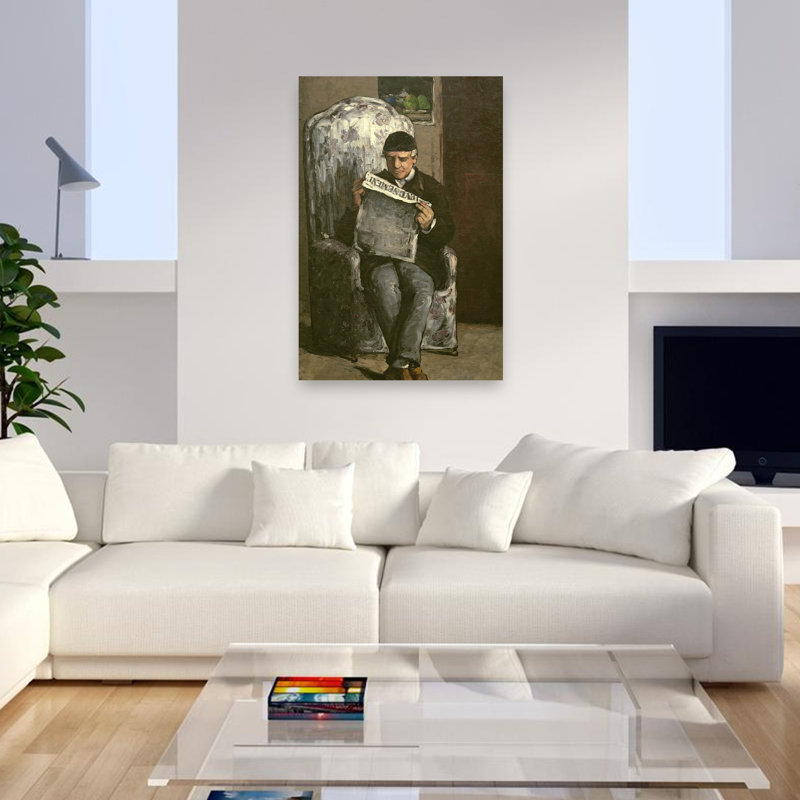Le père de l'artiste, lisant Lévénement, 1866. Estampe d'art mural abstraite impressionniste contemporaine représentant un portrait.