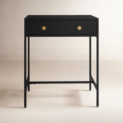 Julina 24'' Tall 1 - Drawer Iron Nightstand in Black