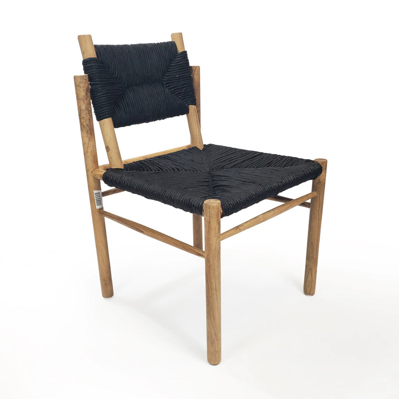 Chaise d'appoint en teck de style nazaréen, Noir, Noir