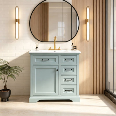 36" Bathroom Vanity With Ceramic Top