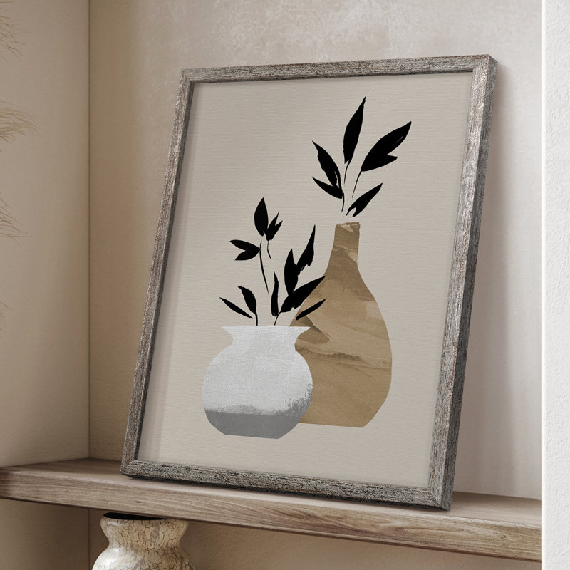 «Simple Bud Vases I», reproduction encadrée - bois massif, H 30 po x l 24 po