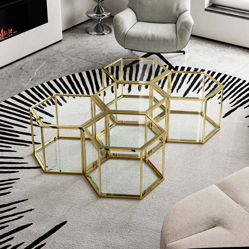 Ensemble de salon polyvalent 1 + 4 avec petite table basse, table de chevet et table d'appoint, idéal pour les maisons modernes