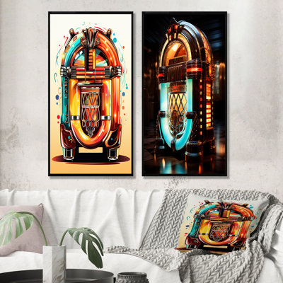 Cubist Jukebox Harmonies II - Jukeboxes Wall Art Prints Set Of 2