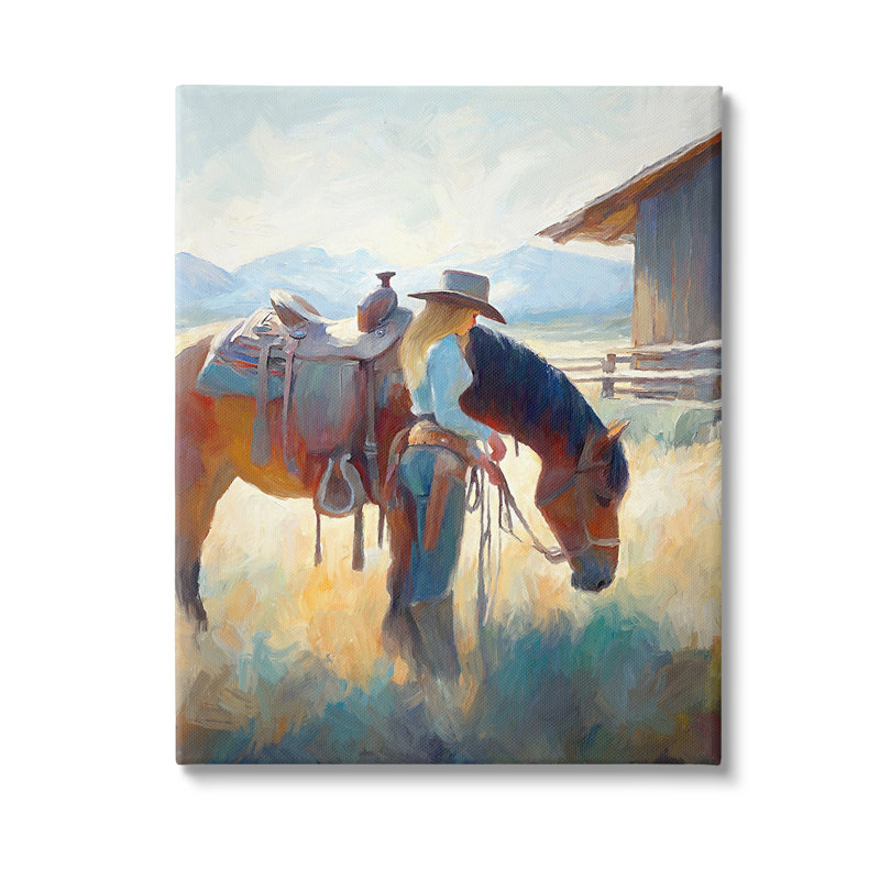 "Équestre et cheval" par Ramona Murdock sur toile, H 36 po x l 48 po
