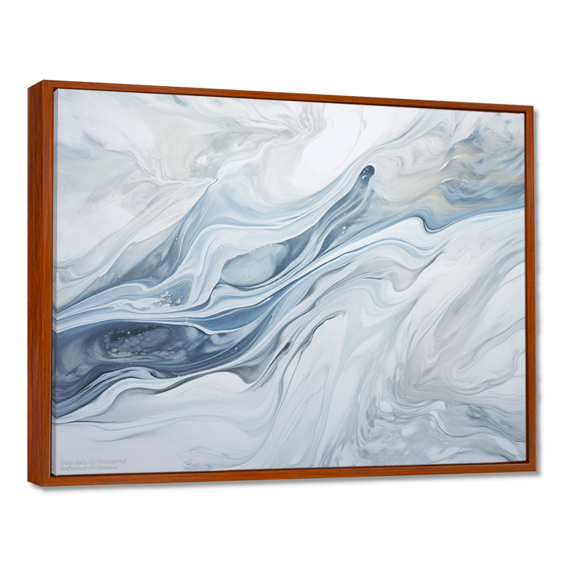 Gris et bleu, charme de glacier, liquide - Art mural glacier, H 30 po x l 40 po, Reproduction avec cadre flottant, Brun