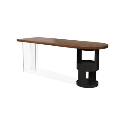 Bureaux en bois massif demi-cercle brun noisette