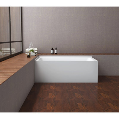 Baignoire d'angle en alcôve rectangulaire rectangulaire en acrylique 60 pouces Kingston Eden