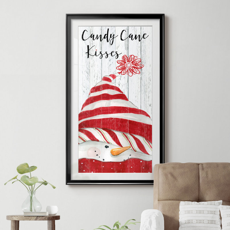 Bonhomme de neige bisous - cadre photo, H 22,5 po x l 42,5 po x P 1,5 po, Papier encadré noir