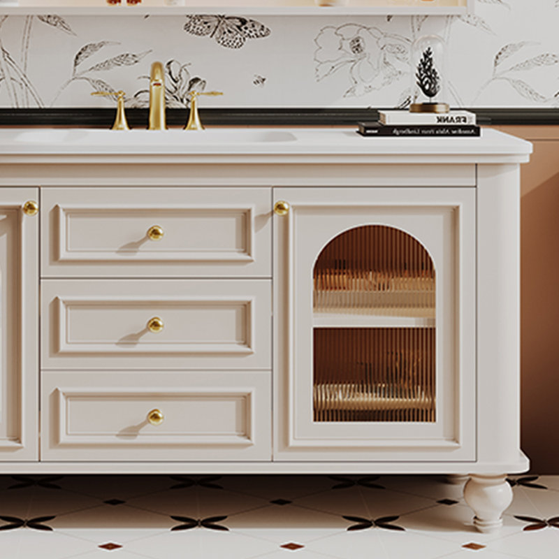 Simple medieval style bathroom cabinet, 32.28" H x 51.18" W x 21.65" D