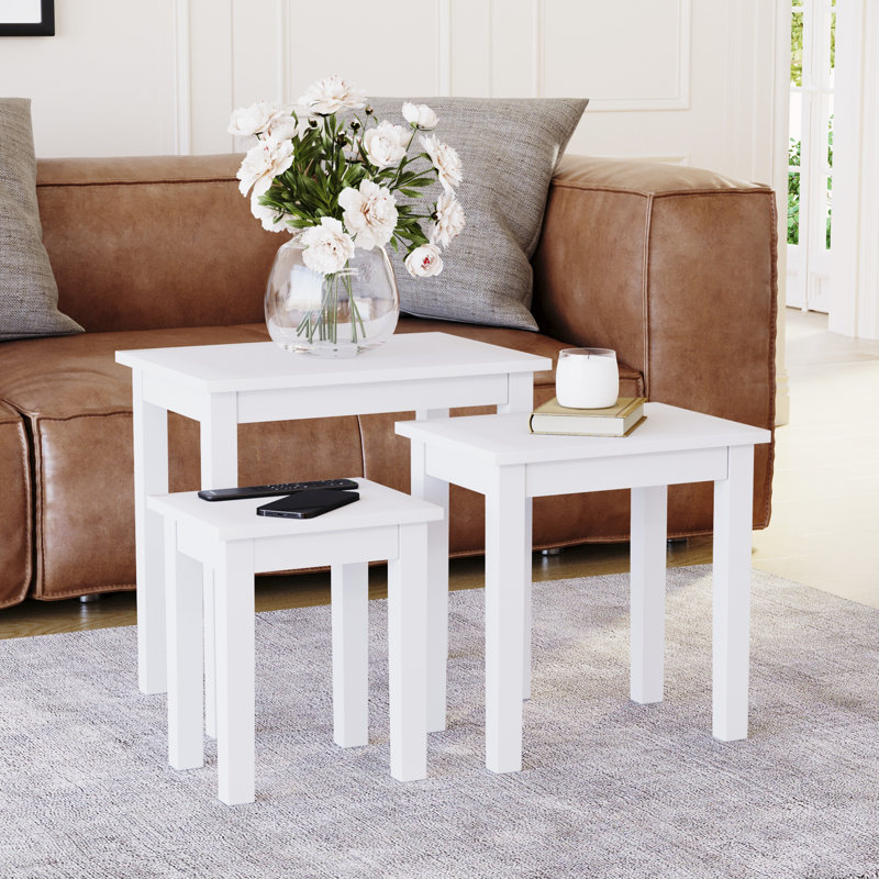 Analynn 3 Piece Nest of Tables, White, White