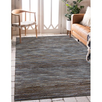 Anjuta Striped Hand-Woven Jute Blend Area Rug