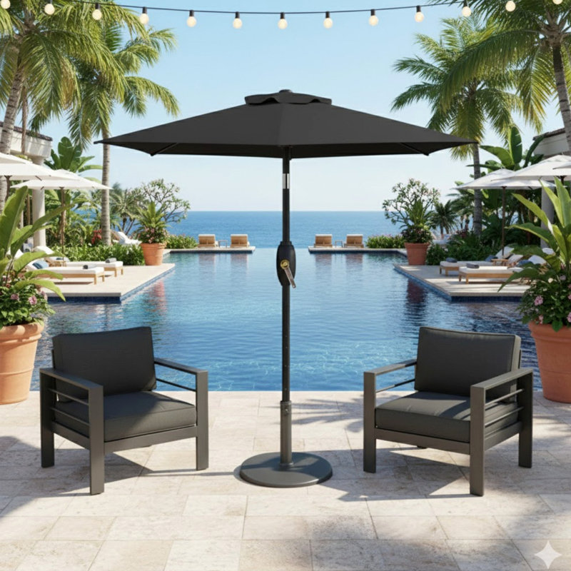 Parasol de marché avec manivelle et inclinaison. Auvent résistant aux rayons UV pour la piscine, la cour et le patio (sans base)