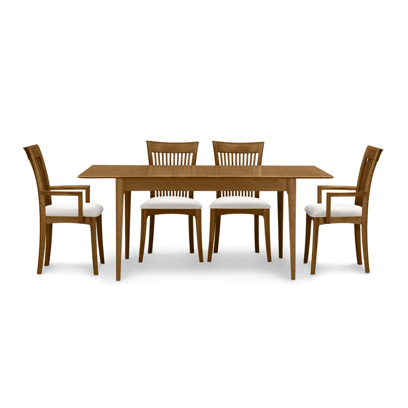 Sarah 4 - Person Solid Wood Top Four Leg Dining Set, Saddle Cherry, 30" H x 48" W x 36" D, White Leather