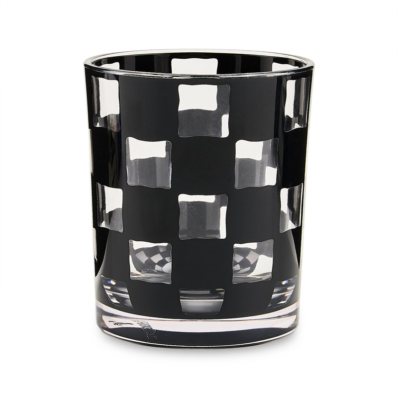 Blue Check Acrylic Tumblers, Black/Clear