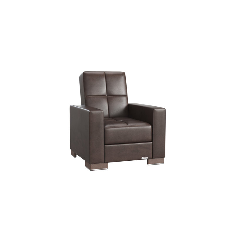Fauteuil convertible en cuir Vegan, Brun