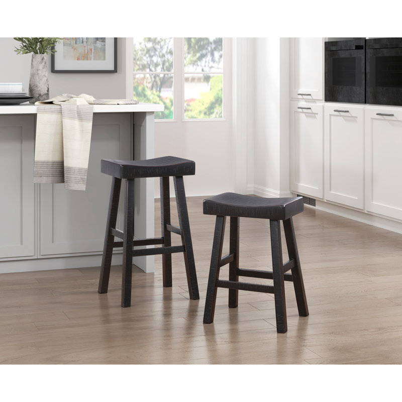 Tabourets de bar transitionnels en bois d'hévéa massif, 2 pièces, 250 lb 2 pièces en bois transitionnel, capacité