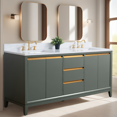 Meuble-lavabo double 60 po avec comptoir