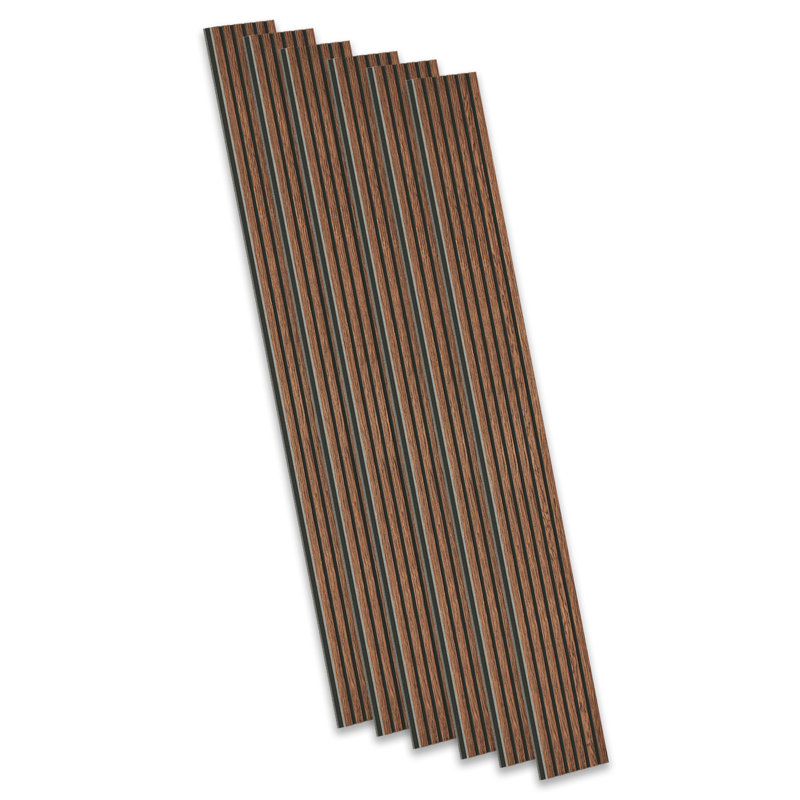 6 PCS 94.5"L x 7.9"W Acoustic Slat Wall Panels, Eco-Wood Look for Home/Office Wall & Ceiling (31.1 sq. ft.), Dark Maple