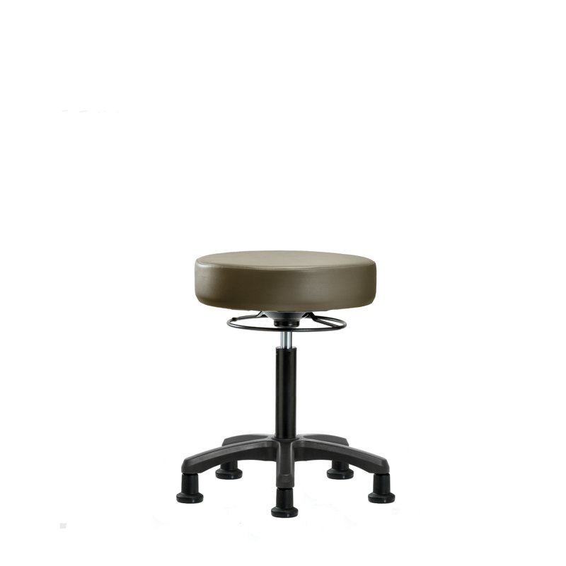 Tabouret de laboratoire en vinyle, Taupe, Patins fixes, 27.75"