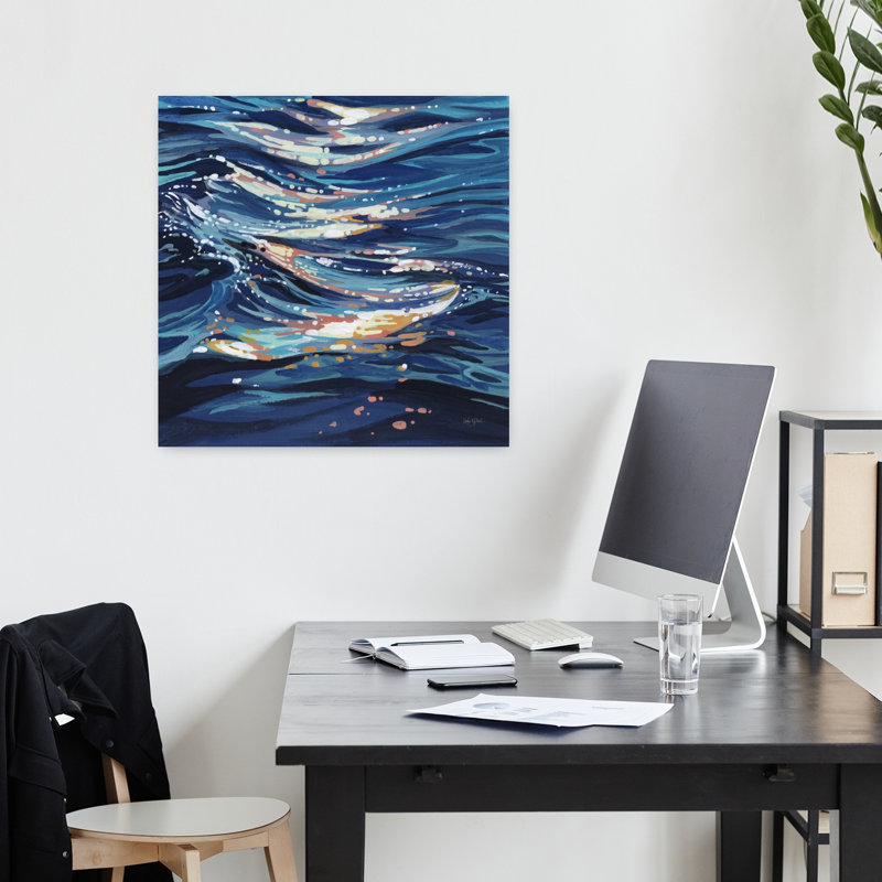Art contemporain, art abstrait océan côtier, H 18 po x l 18 po