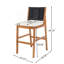 4 pièces Tabouret de bar extérieur noir en bois d'acacia massif et osier tissé Arly